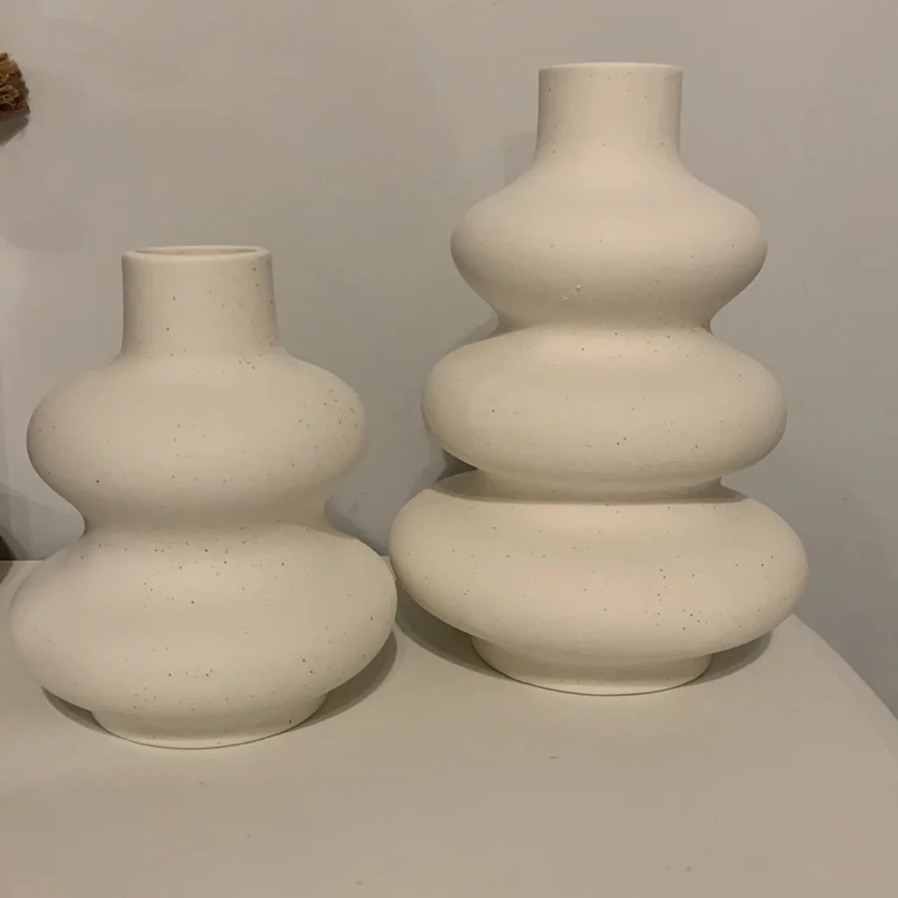 Ceramic Vases Set 2, Modern‎ Home Decor, Off White  Neutral